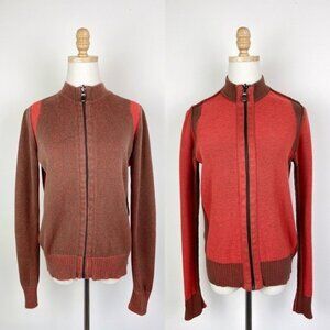 Burton Orange and Brown Reversible Full Zip Sweater